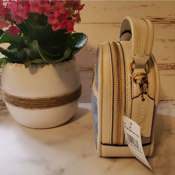 RETAIL Coach Quilted Riley Top Handle Lunchbox Bag- Washed Denim/Light Chambray - Picture 10 of 12